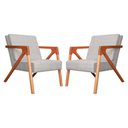 Ver imagem 1 de Conjunto 2 Poltronas Monalisa Com Braços de Madeira Linho Bege - LM DECOR