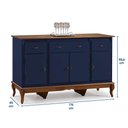 Ver imagem 4 de Balcão Buffet 4 Portas e 3 Gavetas com Pés Luiz XV 60635 Linz Móveis - Azul Petróleo/Imbuia