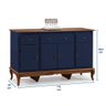 Balcão Buffet 4 Portas e 3 Gavetas com Pés Luiz XV 60635 Linz Móveis - Azul Petróleo/Imbuia - 4