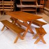 Conjunto Mesa 2m e 2 Bancos e 2 Banquetas Sem Encosto Madeira Maciça Eucalipto - 4
