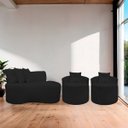 Ver imagem 2 de Kit 2 Poltronas com Sofá Curvo 2 Lugares Feijão Forma Orgânica Bouclé