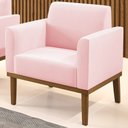 Ver imagem 2 de Poltrona Decorativa Base Madeira Castanho Maressa Suede Rosa Bebê - Ibiza
