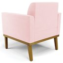 Ver imagem 5 de Poltrona Decorativa Base Madeira Castanho Maressa Suede Rosa Bebê - Ibiza