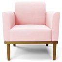 Ver imagem 7 de Poltrona Decorativa Base Madeira Castanho Maressa Suede Rosa Bebê - Ibiza