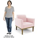 Ver mais imagens de Poltrona Decorativa Base Madeira Castanho Maressa Suede Rosa Bebê - Ibiza