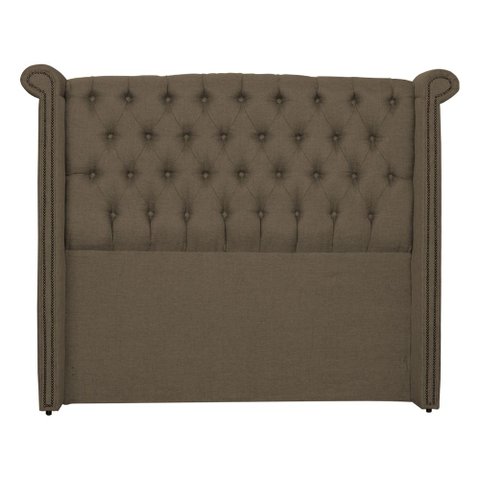 Cabeceira Estofada Sienna para Cama Box Queen 160 cm Linho Marrom