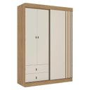 Ver imagem 1 de Guarda Roupa Solteiro Aspen 3 Portas Capuccino Off White Acetinado - Thb