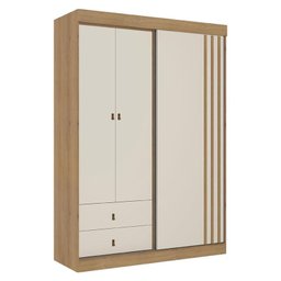 Guarda Roupa Solteiro Aspen 3 Portas Capuccino Off White Acetinado - Thb - 1 Guarda Roupa Solteiro Aspen 3 Portas Capuccino Off White Acetinado - Thb - 1