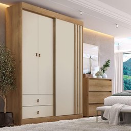 Guarda Roupa Solteiro Aspen 3 Portas Capuccino Off White Acetinado - Thb - 4 Guarda Roupa Solteiro Aspen 3 Portas Capuccino Off White Acetinado - Thb - 4
