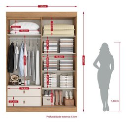 Guarda Roupa Solteiro Aspen 3 Portas Capuccino Off White Acetinado - Thb - 3 Guarda Roupa Solteiro Aspen 3 Portas Capuccino Off White Acetinado - Thb - 3