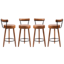 Ver imagem 1 de Kit 4 Banquetas Altas 80cm Estofada Corino Amarula com Encosto Retrô P/ Cozinha Área Gourmet Bancada