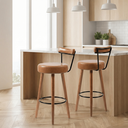 Ver mais imagens de Kit 4 Banquetas Altas 80cm Estofada Corino Amarula com Encosto Retrô P/ Cozinha Área Gourmet Bancada