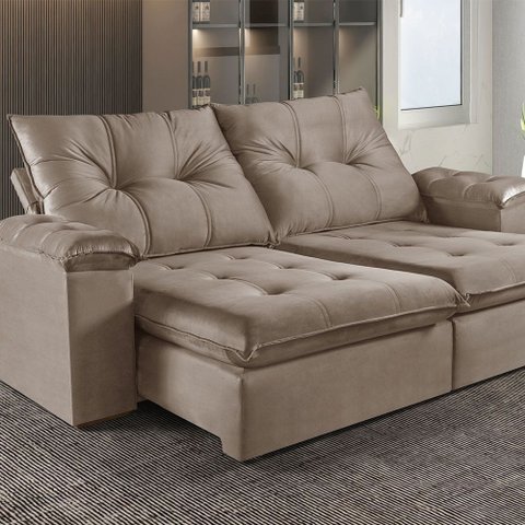 Sofá Retrátil e Reclinável 4 Lugares M-194 2,50m Molas Ensacadas Pillow Top Estofados Martins