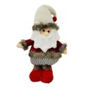 Ver imagem 1 de Papai Noel Pelúcia Retrátil Perna Extensível 36cm a 50cm Vinho e Cinza