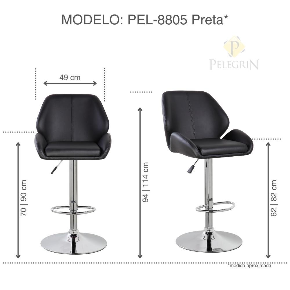 Banqueta Alta para Cozinha Pelegrin Pel-8805 Couro Pu Preta - 2