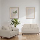 Ver imagem 2 de Kit Sofa Sena 2 e 3 Lugares Base de Madeira para Sala Hotel Linho Bege