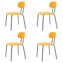 Ver imagem 1 de Kit 4 Cadeiras New York Fratini Revestido em Poliuretano (pu) Mostarda Base Aço Carbono Preto