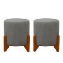 Ver imagem 2 de 2 Puff Principe Thor Tecido em Linho Pes de Madeira:cinza