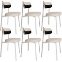 Ver imagem 1 de Kit 06 Cadeiras Estofada para Sala de Jantar Astrid Branco C01 Linho Palha Courino Preto - Lyam