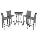 Ver imagem 1 de Mesa Bistrô e 4 Banquetas Roma Preta Corda Náutica Estofado 5 Trama Original