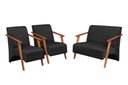 Ver imagem 1 de Conjunto Venus Braços em Madeira Maciça 1 Namoradeira 2 Poltronas Suede Unidecor Preto