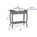Ver imagem 5 de Bancada Aparador Mini Lavabo com Cuba 1 Gaveta Pés Luiz Xv Dália 3062 - Cinza/imbuia Glazer