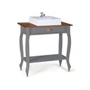 Ver imagem 1 de Bancada Aparador Mini Lavabo com Cuba 1 Gaveta Pés Luiz Xv Dália 3062 - Cinza/imbuia Glazer