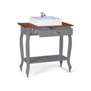 Ver imagem 2 de Bancada Aparador Mini Lavabo com Cuba 1 Gaveta Pés Luiz Xv Dália 3062 - Cinza/imbuia Glazer