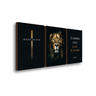 Kit Trio Quadros Decorativo Quarto Sala Leão Frase Religiosa - 1
