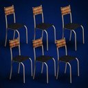 Ver imagem 5 de Kit 6 Cadeiras Atlanta Corino Tempest Preto e Rattan Carvalho Tubo Champanhe