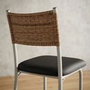 Ver imagem 4 de Kit 6 Cadeiras Atlanta Corino Tempest Preto e Rattan Carvalho Tubo Champanhe