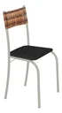 Ver imagem 2 de Kit 6 Cadeiras Atlanta Corino Tempest Preto e Rattan Carvalho Tubo Champanhe