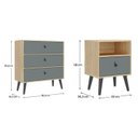 Ver imagem 3 de Conjunto Cômoda 3 Gavetas com Mesa de Cabeceira Cinza/Amendoa/Acqua