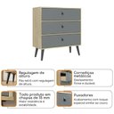 Ver imagem 4 de Conjunto Cômoda 3 Gavetas com Mesa de Cabeceira Cinza/Amendoa/Acqua
