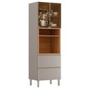 Ver imagem 1 de Paneleiro 2p Vidro 2g 219x70 Cm Mdf Proenca Nogueira Nude Prime Demartez