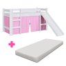 Cama Cabana Infantil Montessoriana Com Colchão Escorregador Branco E Cortina Rosa Cirion Shop - 1