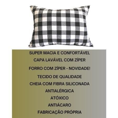 Almofada Decorativa Grande Encosto Apoio Lombar Almofadão Leitura Estudo Cama Sofá Pallet Xadrez Pre - 3