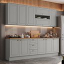Ver imagem 1 de Cozinha Compacta Americana 11 Portas 3 Gavetas 100% Mdf Cinza - Henn