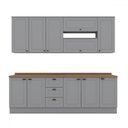 Ver imagem 2 de Cozinha Compacta Americana 11 Portas 3 Gavetas 100% Mdf Cinza - Henn