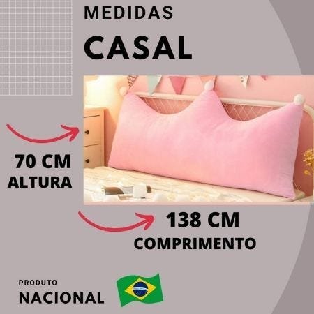 Almofada Para Cama Casal Cabeceira Box Apoio Lombar Encosto Leitura Decoração Rosa Capa com Zíper - 2