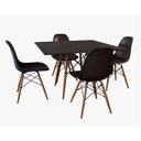 Ver imagem 1 de Conjunto de Mesa Eames Tampo Quadrado Preto 90cm 4 Cadeiras Pretas