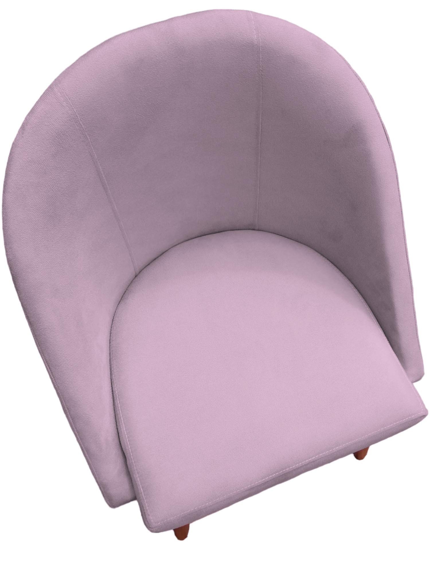 Cadeira Poltrona Arredondada Suede Rosa Bebê - D'classe Decor - 3