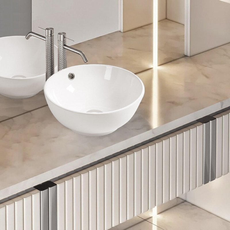 Cuba pra Bancada, Banheiro Louça, Valvula Click Inox, 38x38 Mx214 Cor:branco - 3