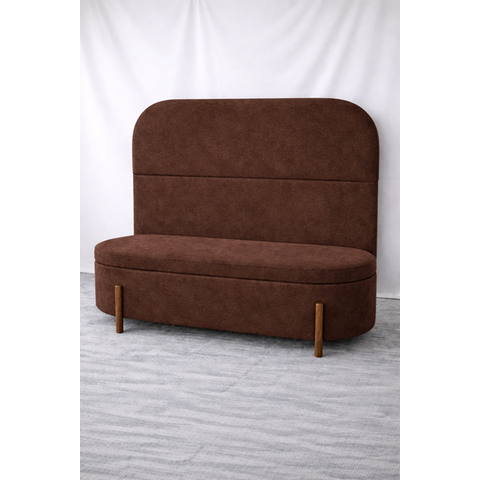 Kit Atenas Cabeceira de Cama Box Orgânica e Recamier Calçadeira Baú Queen 160 Cm Suede Marrom Eli Mó