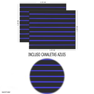2 Paineis Canaletado Preto - 1,22 X 1,22 + Canaletas Azuis