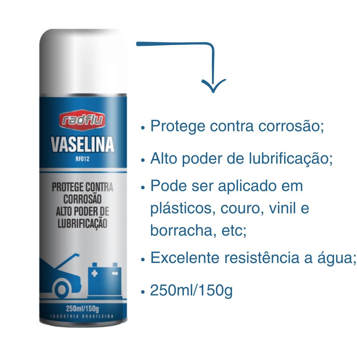 Vaselina Lubrificante Spray Uso Geral 250ml Protege - 3