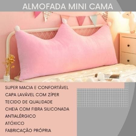Almofada Infantil Para Cabeceira Mini Cama Casinha Beliche Montessori 60X70 Decoração Rosa - 2