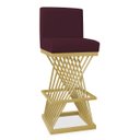 Ver imagem 2 de Banqueta Alta Área Gourmet Cozinha Restaurante Bar Base de Metal Dourado Suede Bordo Eli Móveis