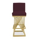 Ver imagem 1 de Banqueta Alta Área Gourmet Cozinha Restaurante Bar Base de Metal Dourado Suede Bordo Eli Móveis