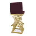 Ver imagem 4 de Banqueta Alta Área Gourmet Cozinha Restaurante Bar Base de Metal Dourado Suede Bordo Eli Móveis
